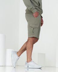 Мужские спортивные шорты оливкового цвета с накладным карманом 8 модель