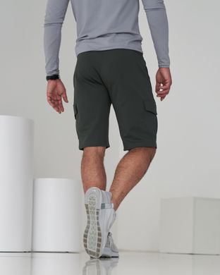 Чоловічі спортивні шорти хакі кольору з накладним карманом 8т2 модель