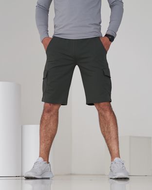 Чоловічі спортивні шорти хакі кольору з накладним карманом 8т2 модель