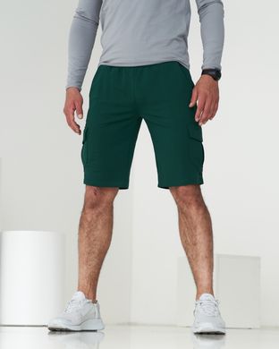 Чоловічі спортивні шорти зеленого кольору з накладним карманом 8т2 модель
