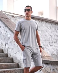 Мужские спортивные шорты светло-серого цвета с накладным карманом 8т2 модель