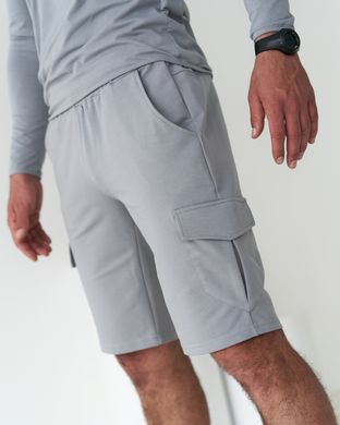Чоловічі спортивні шорти світло-сірого кольору з накладним карманом 8т2 модель