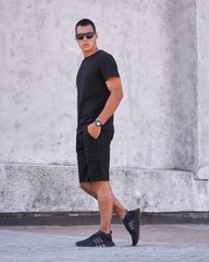 Чоловічі спортивні шорти чорного кольору з накладним карманом 8т2 модель