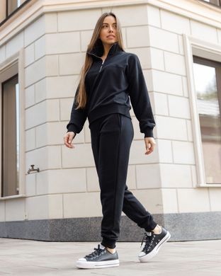 Жіночий спортивний костюм із застібкою чорного кольору, модель zip_т3_black
