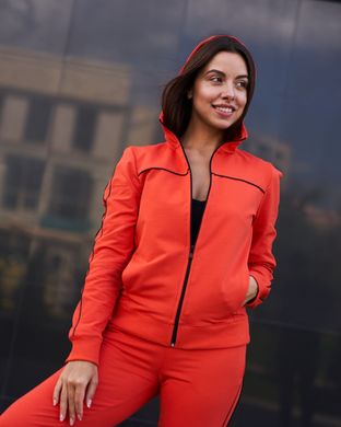 Жіночий спортивний костюм помаранчевого кольору на замку,  модель № W351т2+k