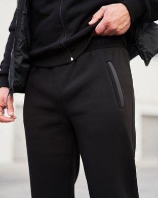 Зимові чоловічі спортивні штани-батали чорного кольору  модель №1