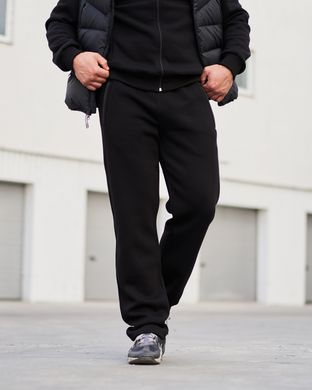 Зимние мужские спортивные штаны-баталы черного цвета модель №1