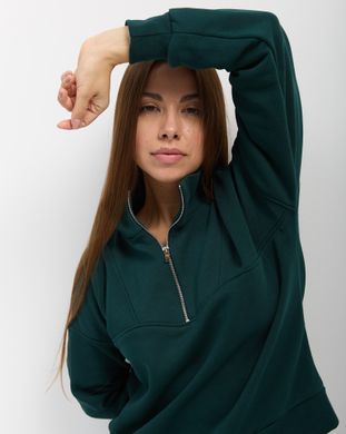 Жіночий спортивний костюм із застібкою смарагдового кольору, модель zip_т3_emerald