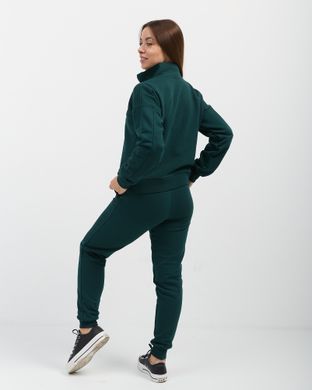 Жіночий спортивний костюм із застібкою смарагдового кольору, модель zip_т3_emerald